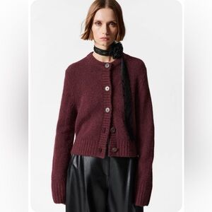 & Other Stories Button Knit Cardigan in Burgundy size M